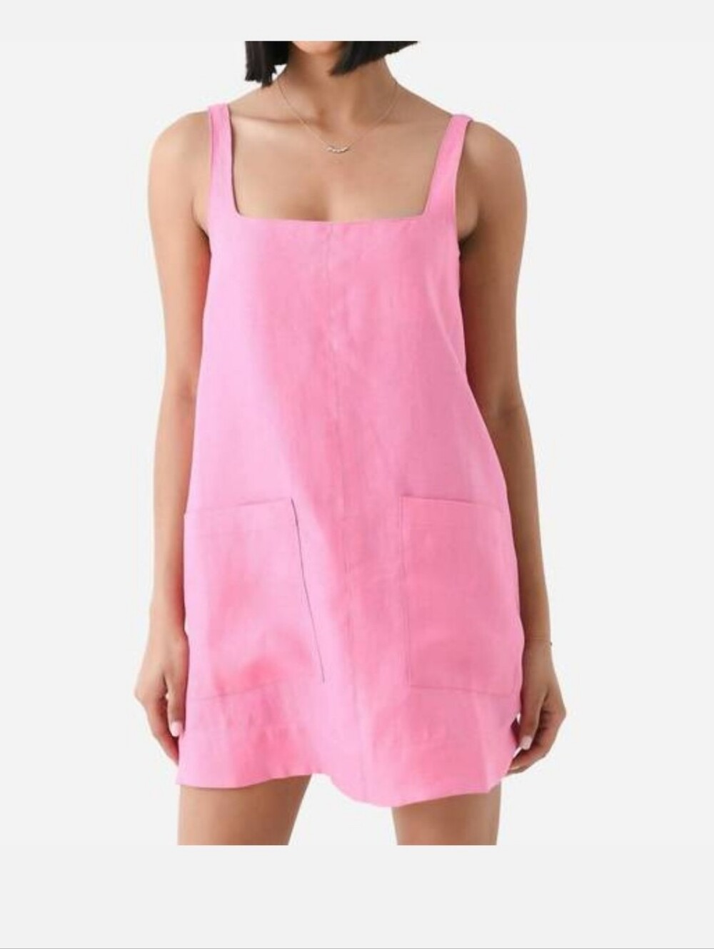 BONDI BORN DELPHI LINEN MINI DRESS IN ROSE PINK